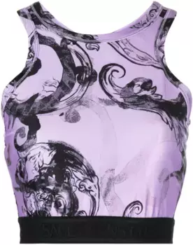 Укороченный топ с принтом Baroque Versace Jeans Couture, фиолетовый
