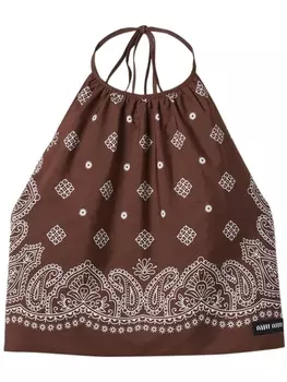 Укороченный топ с принтом пейсли Miu Miu, коричневый