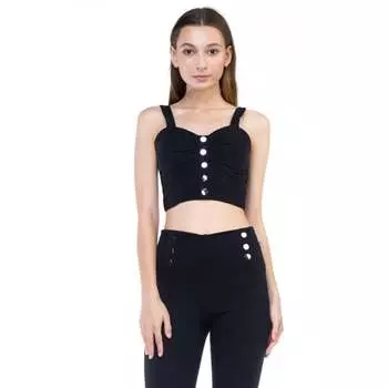 Укороченный топ с пуговицами в форме сердца FASHNZFAB, черный