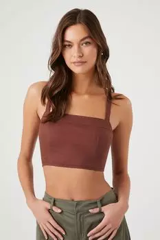 Укороченный топ со сборками и завязкой на спине Forever 21, капучино