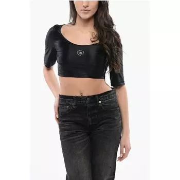 Укороченный топ STELLA MCCARTNEY с контрастным логотипом Adidas, Black