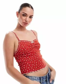 Укороченный топ-топ Cotton On pointelle cami в красном цвете Cotton:On