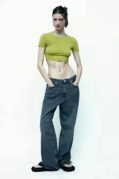 Укороченный топ ZARA, фисташковый