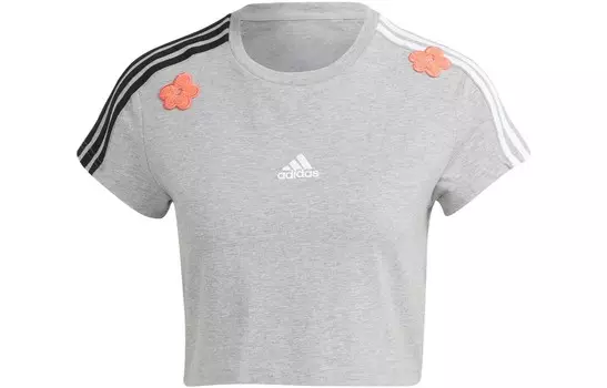 Укороченный топ женский, средний, серый, меланжевый Adidas