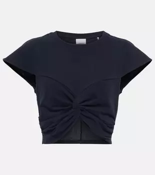 Укороченный топ Zineae из хлопкового джерси ISABEL MARANT, черный