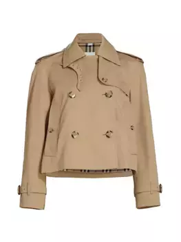 Укороченный тренч Burberry, цвет honey
