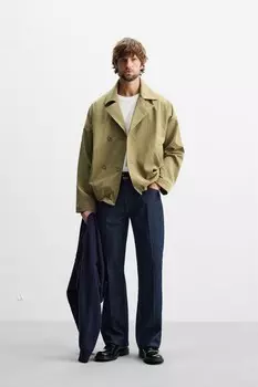 Укороченный тренч ZARA, цвет oil
