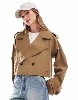 Укороченный тренчкот ASOS DESIGN оливкового цвета