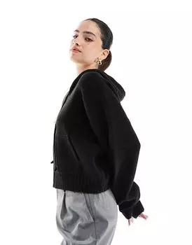 Укороченный трикотажный бомбер Cotton On luxe черного цвета Cotton:On