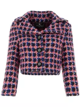 Укороченный твидовый пиджак ETRO, розовый