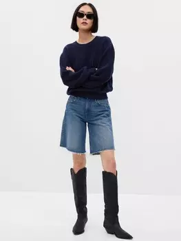Укороченный вязаный свитер Gap, синий