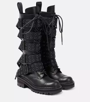 Украшенные кожаные ботинки Junya Watanabe, черный