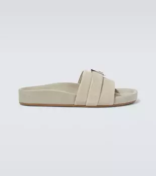 Украшенные замшевые шлепанцы Christian Louboutin, серый
