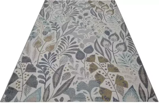 Уличный ковер Esprit "Lilly", прямоугольный, устойчивый к атмосферным воздействиям, с цветочным узором, идеально подходит для балконов, террас, кухонь, прихожих 300х300 см, синий/бежевый