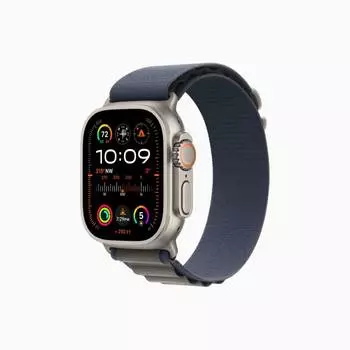 Умные часы Apple Watch Ultra 2, 49 мм, GPS+Cellular, Natural Titanium Case/Blue Alpine Loop - S