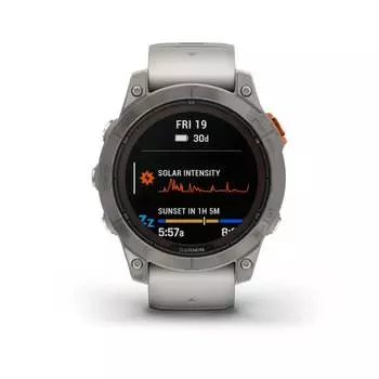 Умные часы Garmin Fenix 7 Pro Sapphire Solar Edition, 1.3", Wi-Fi, серебристый/оранжевый