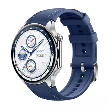 Умные часы Oppo Watch X (CN), 1.43", WiFi + LTE, серебристый/синий