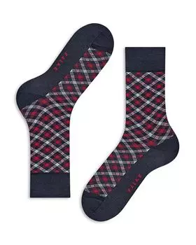 Умные носки в клетку из хлопковой смеси Falke, цвет Blue