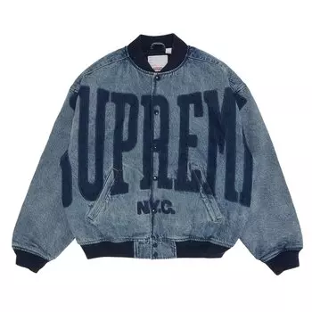 Университетская джинсовая куртка Supreme Washed Knockout, цвет Washed Blue