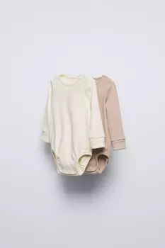 Упаковка из 2 боди в ребристую стилку ZARA, светло-бежевый