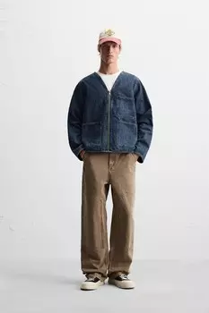 Утепленная джинсовая куртка ZARA, синий