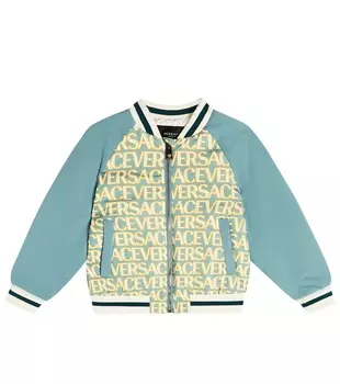 Утепленная куртка-бомбер с логотипом Versace, синий