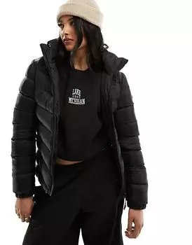 Утепленная куртка Fuji с капюшоном черного цвета Superdry