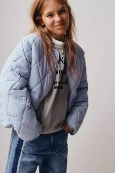 Утепленная куртка с карманами ZARA, синий