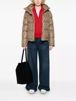 Утепленная куртка с логотипом FENDI FF, коричневый