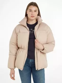 Утепленная куртка Tommy Hilfiger с высоким воротником, бежевый меринос