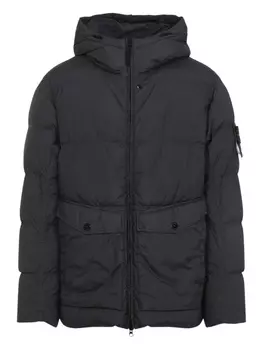 Утепленное пальто с капюшоном Stone Island, черный