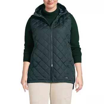Утепленный жилет с капюшоном больших размеров Lands' End, цвет Dark Green Forest