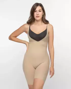 Утягивающее боди без чашечек с надежным контролем Maidenform, бежевый