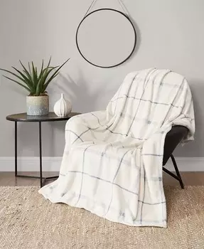 Уютное плюшевое плед Palmdale в клетку, 50 x 70 дюймов Lucky Brand, синий