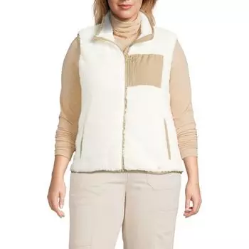 Уютный жилет из шерпы большого размера Lands' End, цвет ivory desert tan