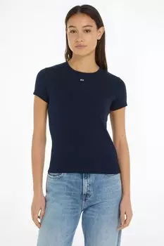 Узкая футболка в рубчик Tommy Hilfiger, синий