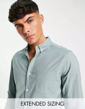 Узкая оксфордская рубашка синего цвета с утиным яйцом ASOS DESIGN