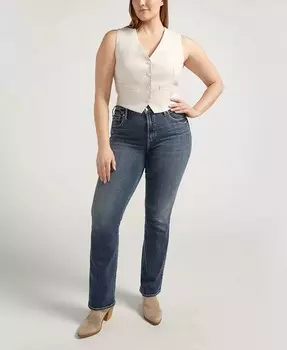 Узкие эластичные джинсы Avery с высокой посадкой размера плюс, Bootcut Luxe Silver Jeans Co., синий