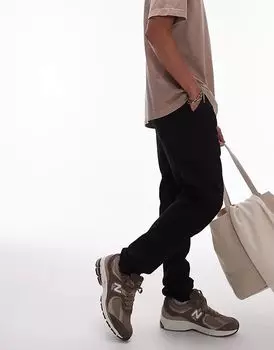 Узкие брюки-карго черного цвета Topman