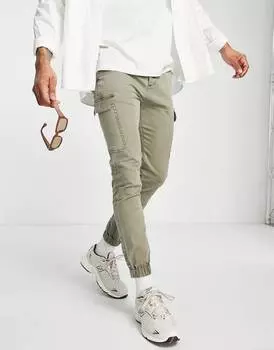 Узкие брюки карго цвета хаки с манжетами ASOS DESIGN
