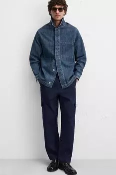 Узкие брюки карго ZARA, синий