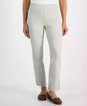 Узкие брюки прямого кроя с завышенной талией на резинке Petite Mid Rise Pull On Straight Leg Ponte Pants Style & Co, коричневый/бежевый