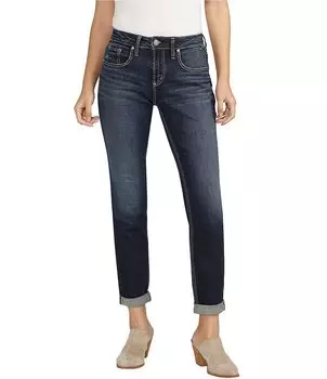 Узкие джинсы-бойфренды Silver Jeans Co. со средней посадкой, синий