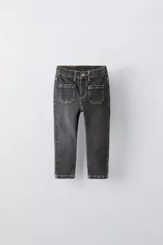 Узкие джинсы с карманами ZARA, серый