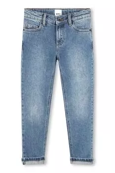 Узкие джинсы с потертым эффектом Boss Kidswear, синий