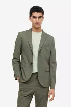 Узкий блейзер H&M, хаки зеленый