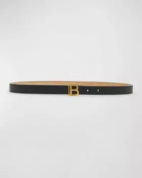 Узкий кожаный ремень B Balmain, цвет 0Pa Noir