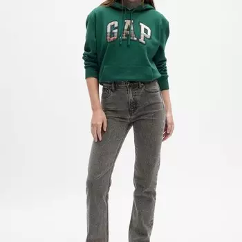 Узорчатая толстовка с капюшоном и вышитым логотипом Gap, черный