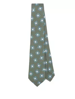 Узорчатый шелковый галстук Kiton, зеленый