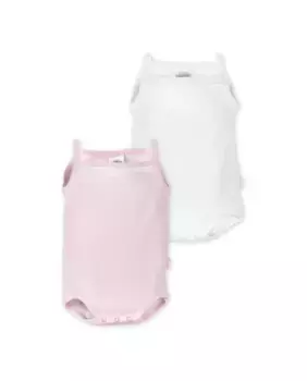 В упаковке 2 детских боди 100% хлопок на бретелях и кружеве Cambrass, цвет Rosa